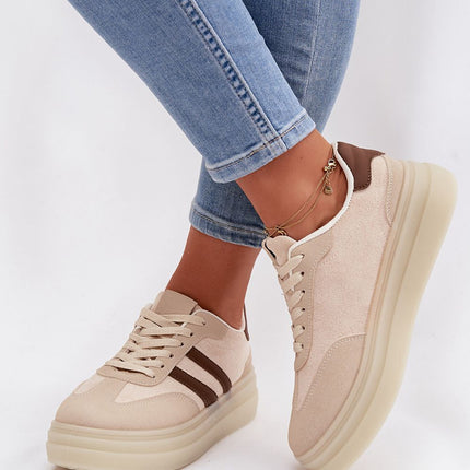 Womens Eco Suede Platform Sneakers With Two Straps And Foam Insole - Très Elite