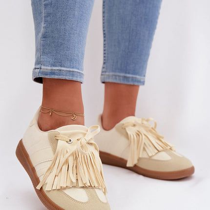 Women's Eco-Suede Sneakers With Removable Fringe Details And Foam Insole - Très Elite