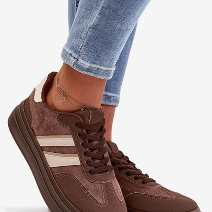 Womens Eco Suede Platform Sneakers With Two Straps And Foam Insole - Très Elite