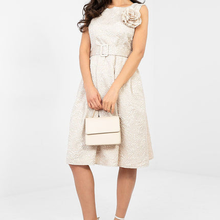 Rue Paris Elegant Cocktail Dress with Sleeveless Design & Flowy Skirt