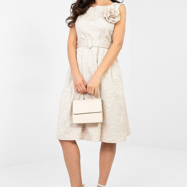 Rue Paris Elegant Cocktail Dress with Sleeveless Design & Flowy Skirt