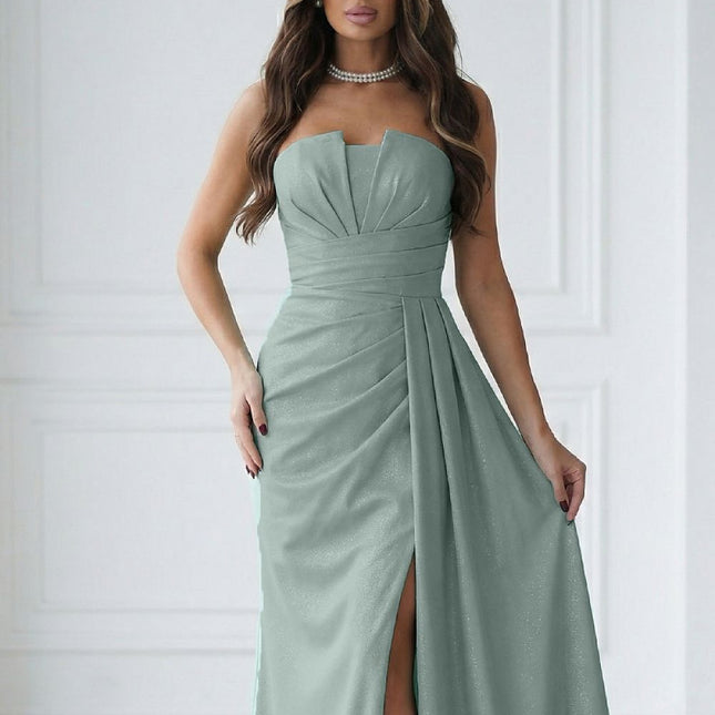 Bicotone Elegant Long Dress with Pockets and Adjustable Straps