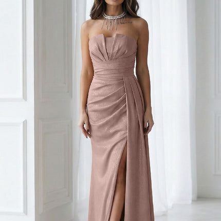 Bicotone Elegant Long Dress with Pockets and Adjustable Straps
