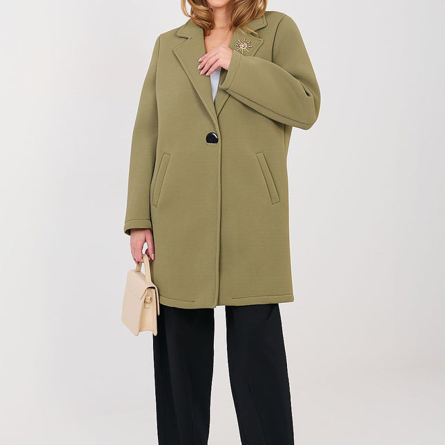 Rue Paris Professional Longline Coat with Pockets and Belted Waist