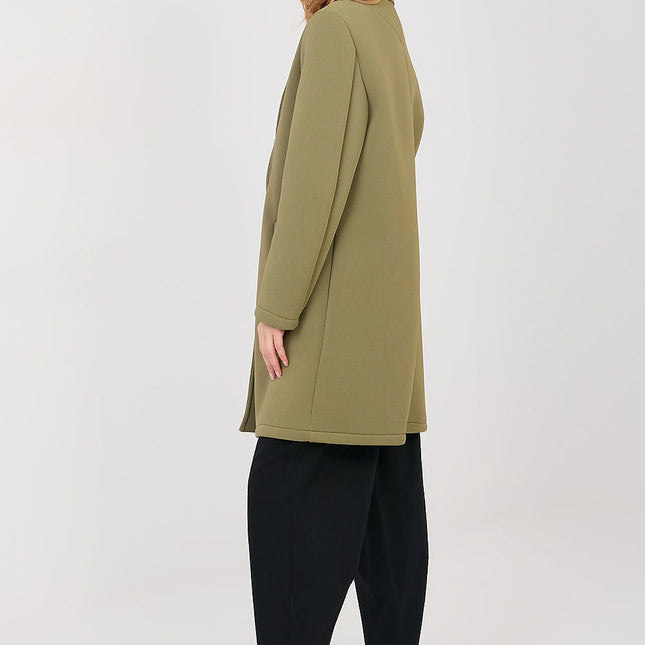 Rue Paris Professional Longline Coat with Pockets and Belted Waist