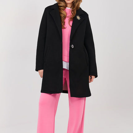 Rue Paris Professional Longline Coat with Pockets and Belted Waist