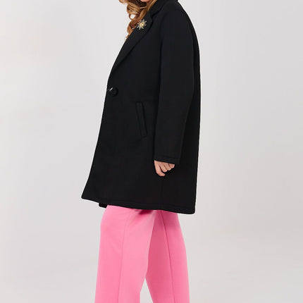 Rue Paris Professional Longline Coat with Pockets and Belted Waist