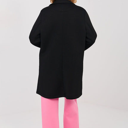 Rue Paris Professional Longline Coat with Pockets and Belted Waist