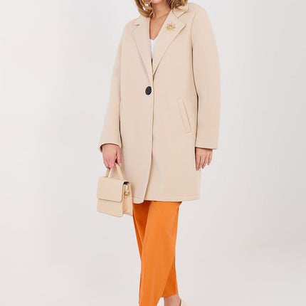 Rue Paris Professional Longline Coat with Pockets and Belted Waist
