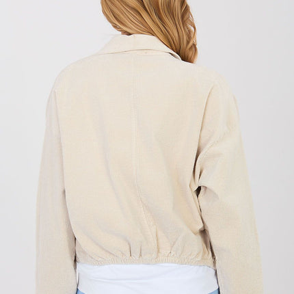 Rue Paris Women's Corduroy Jacket with Pockets and Button Closure