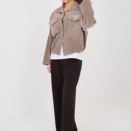 Rue Paris Women's Corduroy Jacket with Pockets and Button Closure