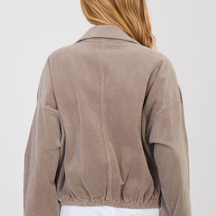 Rue Paris Women's Corduroy Jacket with Pockets and Button Closure