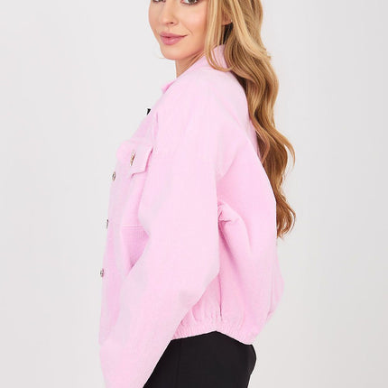 Rue Paris Women's Corduroy Jacket with Pockets and Button Closure