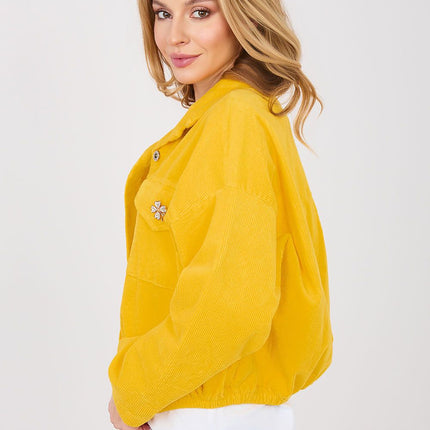 Rue Paris Women's Corduroy Jacket with Pockets and Button Closure