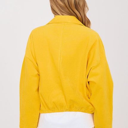Rue Paris Women's Corduroy Jacket with Pockets and Button Closure