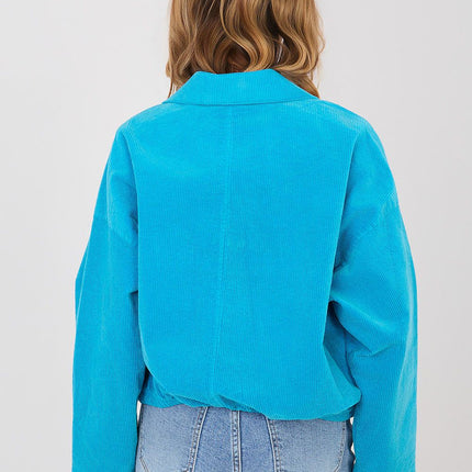 Rue Paris Women's Corduroy Jacket with Pockets and Button Closure