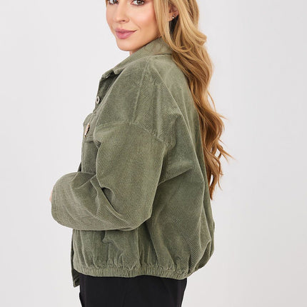 Rue Paris Women's Corduroy Jacket with Pockets and Button Closure