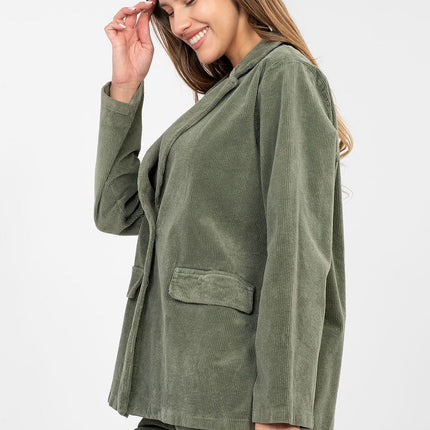 Rue Paris Women's Professional Tailored Jacket with Pockets & Lining