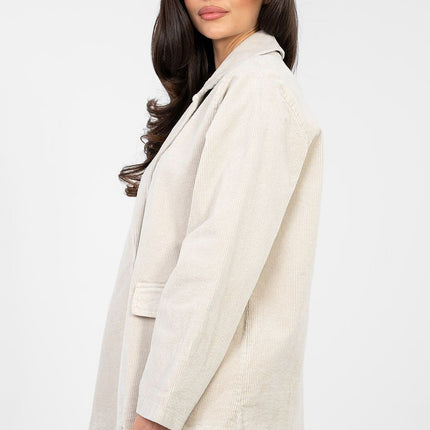 Rue Paris Women's Professional Tailored Jacket with Pockets & Lining