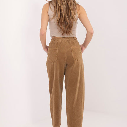 Rue Paris Women's Professional Corduroy Trousers with Pockets, Slim Fi