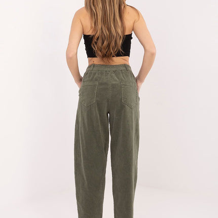 Rue Paris Women's Professional Corduroy Trousers with Pockets, Slim Fi