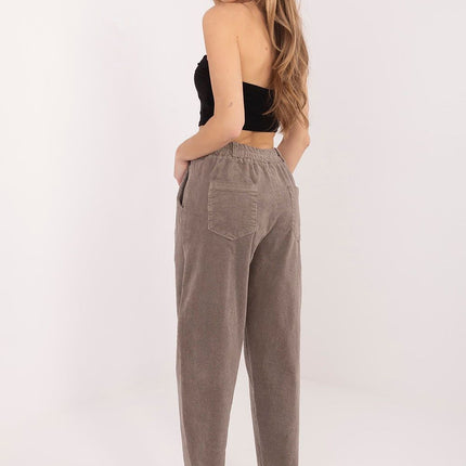 Rue Paris Women's Professional Corduroy Trousers with Pockets, Slim Fi