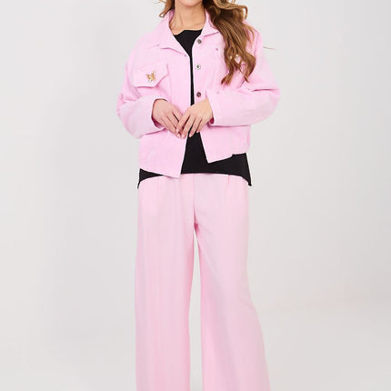 Rue Paris Women's Corduroy Jacket with Pockets and Button Closure