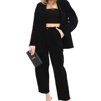 Rue Paris Women's Professional Corduroy Trousers with Pockets, Slim Fi