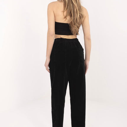 Rue Paris Women's Professional Corduroy Trousers with Pockets, Slim Fi