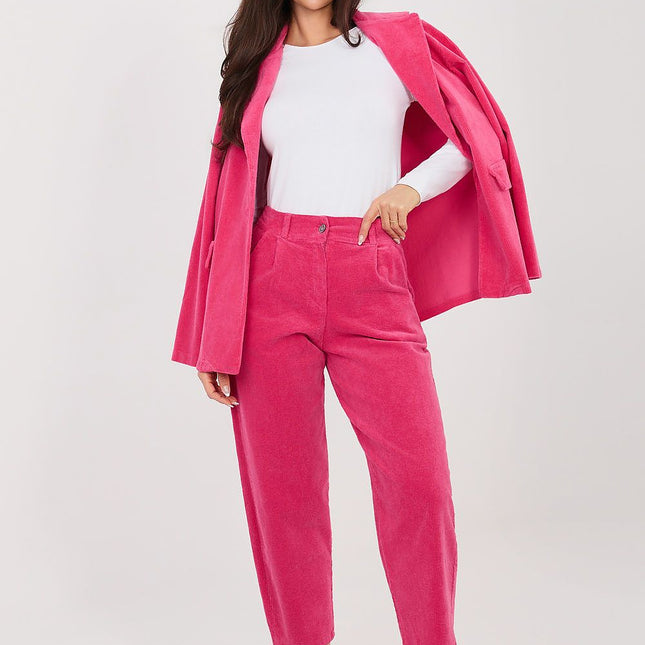 Rue Paris Women's Corduroy Trousers - Tailored Fit, Soft Fabric