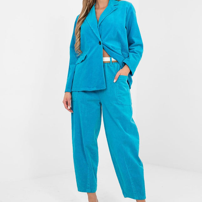 Rue Paris Professional Corduroy Trousers with Stretch & Pockets