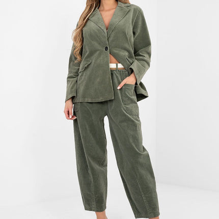 Rue Paris Professional Corduroy Trousers with Stretch & Pockets