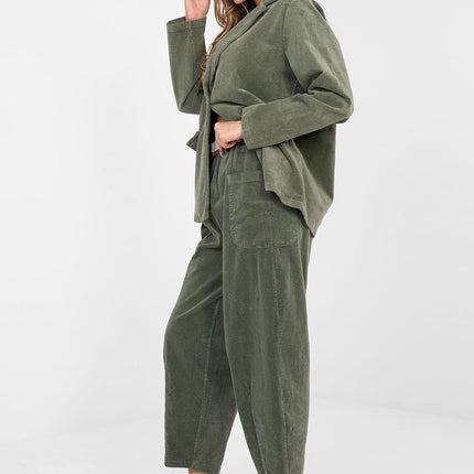 Rue Paris Professional Corduroy Trousers with Stretch & Pockets
