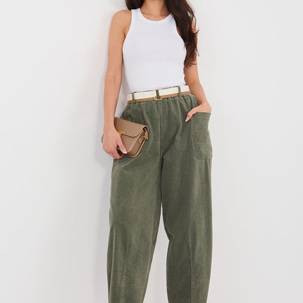 Rue Paris Professional Corduroy Trousers with Stretch & Pockets