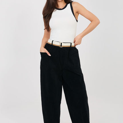 Rue Paris Professional Corduroy Trousers with Stretch & Pockets
