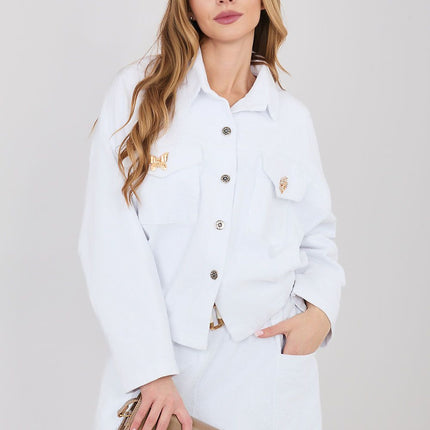 Rue Paris Women's Corduroy Jacket with Pockets and Button Closure