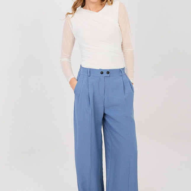 Rue Paris Women's Professional Tailored Trousers with Stretch Fabric