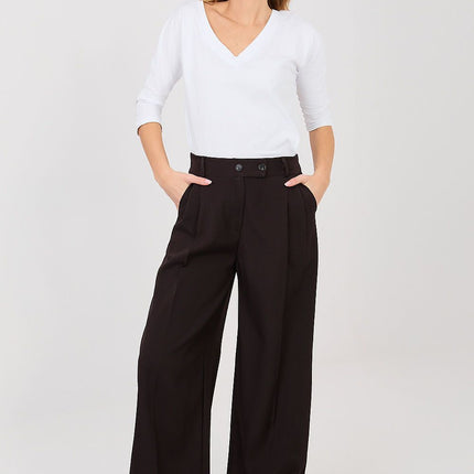 Rue Paris Women's Professional Trousers with Stretch Fabric and Pocket