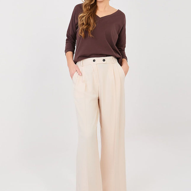 Rue Paris Women's Professional Trousers with Tailored Fit and Pockets