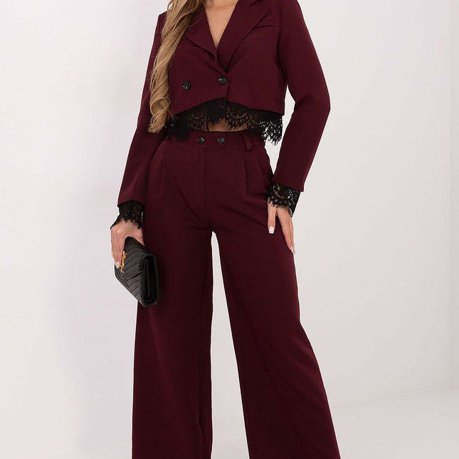 Rue Paris Women's Professional Trousers with Stretch Fabric & Pockets