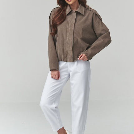 Makadamia Women's Corduroy Jacket with Pockets and Button Closure
