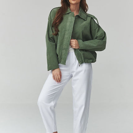 Makadamia Women's Corduroy Jacket with Pockets and Button Closure