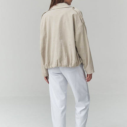 Makadamia Women's Corduroy Jacket with Pockets and Button Closure