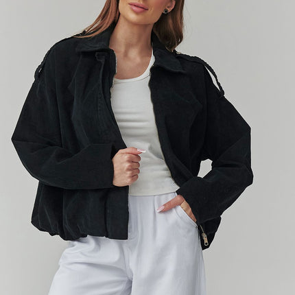 Makadamia Women's Corduroy Jacket with Pockets and Button Closure