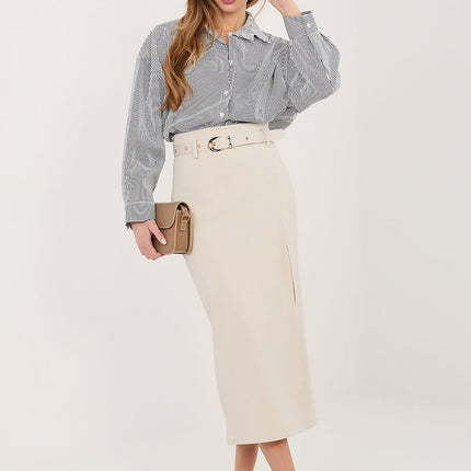 Rue Paris Women's Professional A-Line Skirt with Pockets and Belt