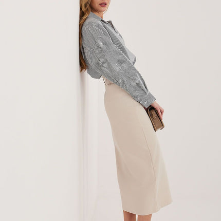Rue Paris Women's Professional A-Line Skirt with Pockets and Belt