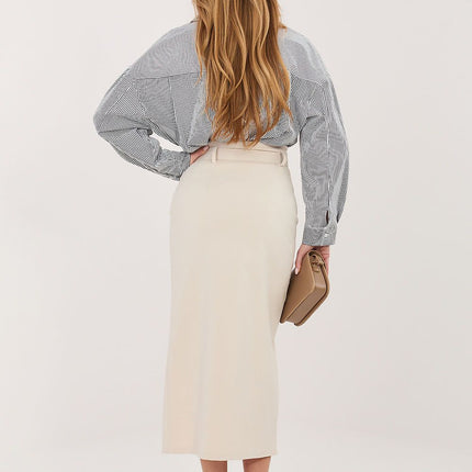 Rue Paris Women's Professional A-Line Skirt with Pockets and Belt
