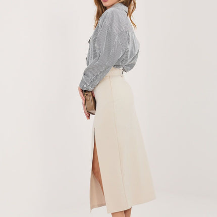 Rue Paris Women's Professional A-Line Skirt with Pockets and Belt