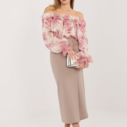 Rue Paris Women's Professional A-Line Skirt with Pockets and Belt