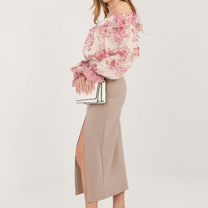 Rue Paris Women's Professional A-Line Skirt with Pockets and Belt